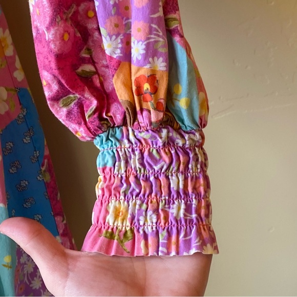 SPELL & THE GYPSY COLLECTIVE FREDA SHIRRED MIDI DRESS IN LOLLY - Picture 9 of 16